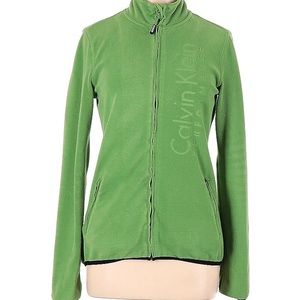CALVIN KLEIN PERFORMANCE QUICK DRY~FLEECE~ZIP FRONT JACKET/TOP~GREEN~SMALL